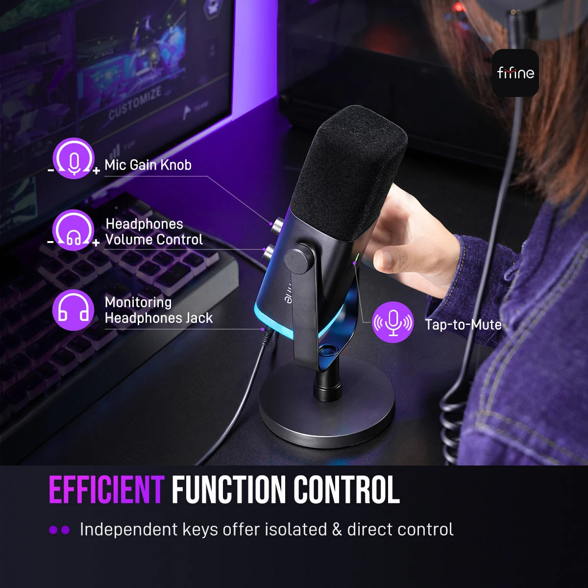 Microfone FIFINE AM8 USB/XLR RGB