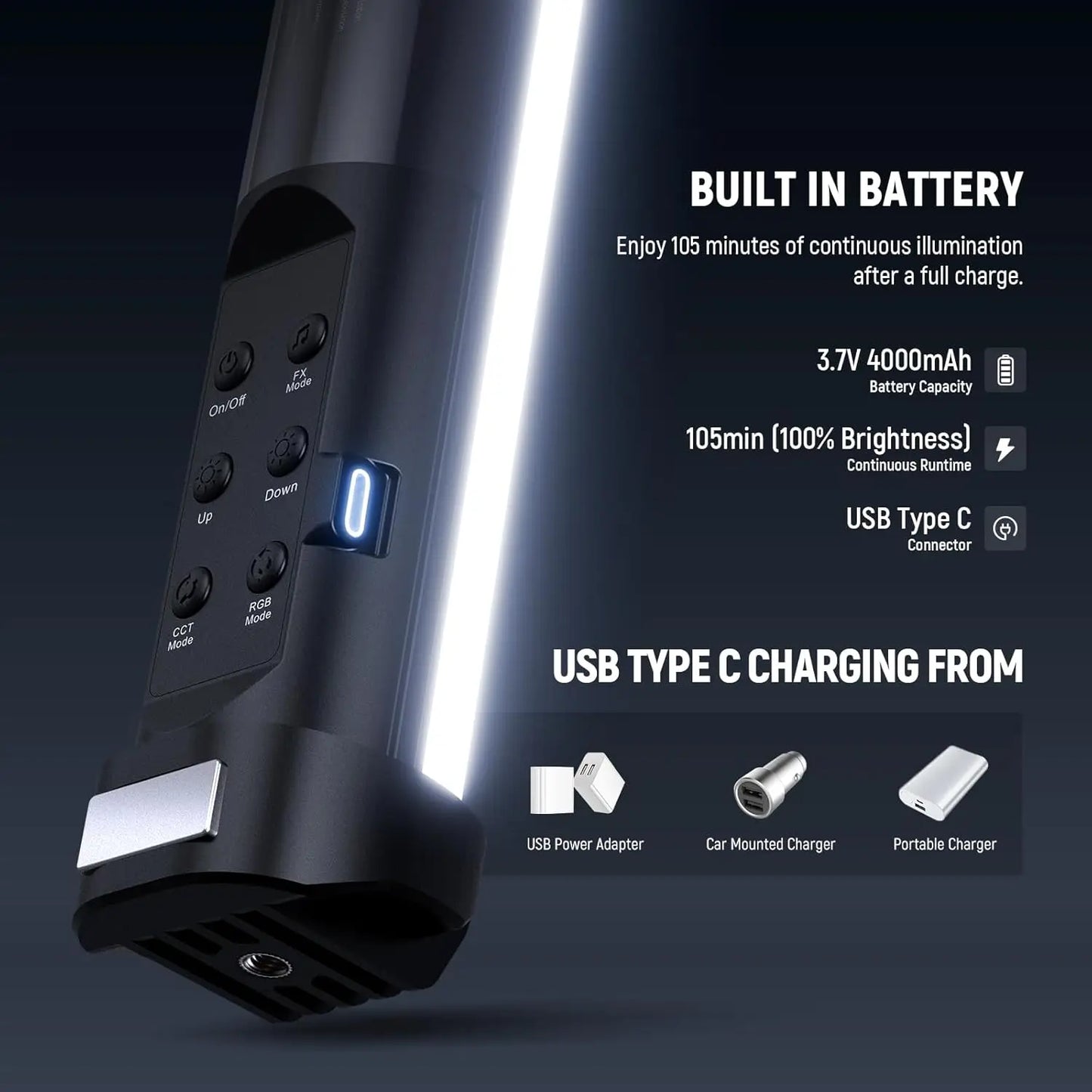 Bastão de luz RGB magnético