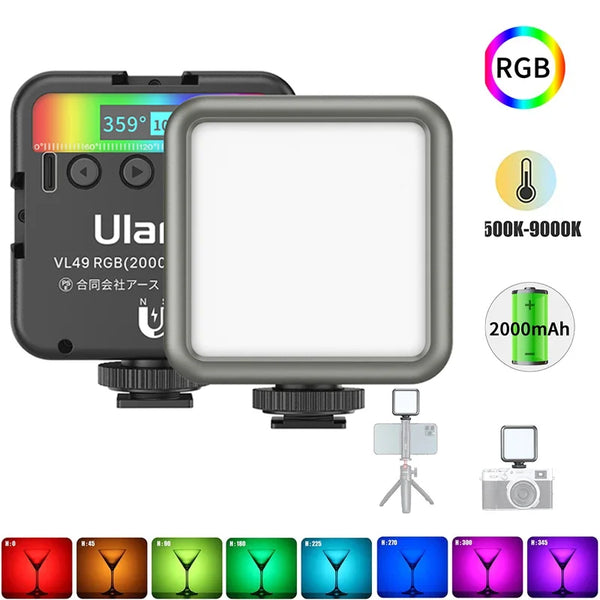 Ulanzi-VL49 Luz de Vídeo LED RGB Colorida