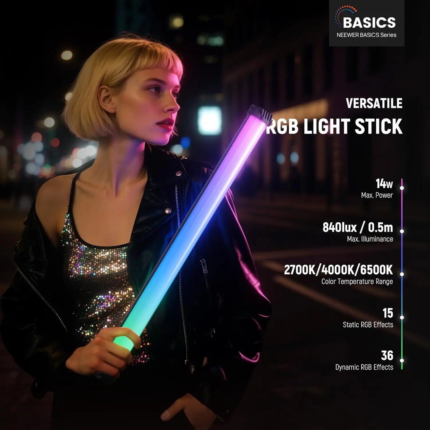 Bastão de luz RGB magnético